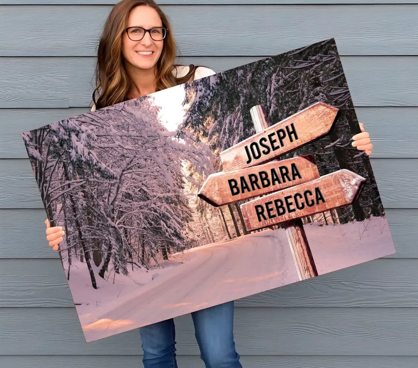 Warm Sunset At Winter Multi-Names Canvas