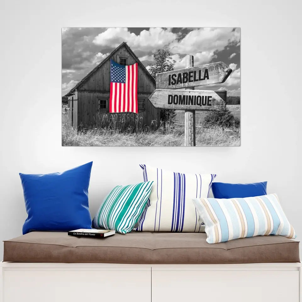 American Barn Multi-Names Premium Canvas