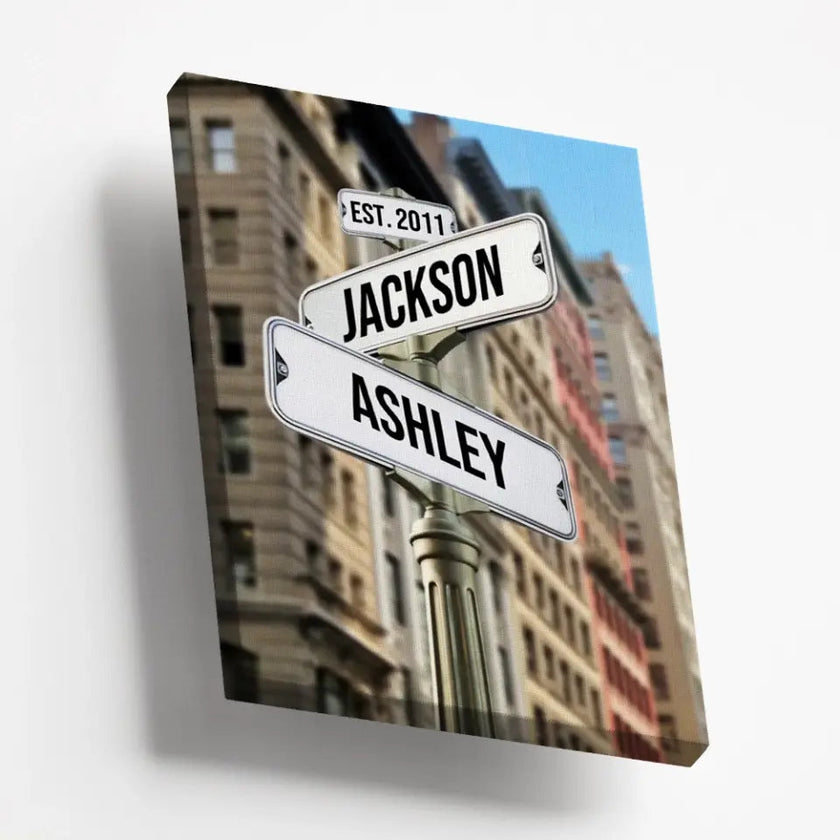 Custom Intersection With Names Canvas For Couples