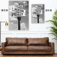 Street Sign With Names For Couples Canvas