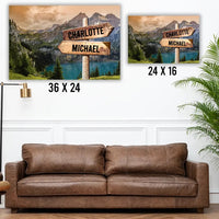 Sunset Over Mountains Color Multi-Names Canvas