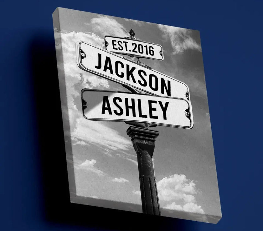 Street Sign With Names For Couples Canvas